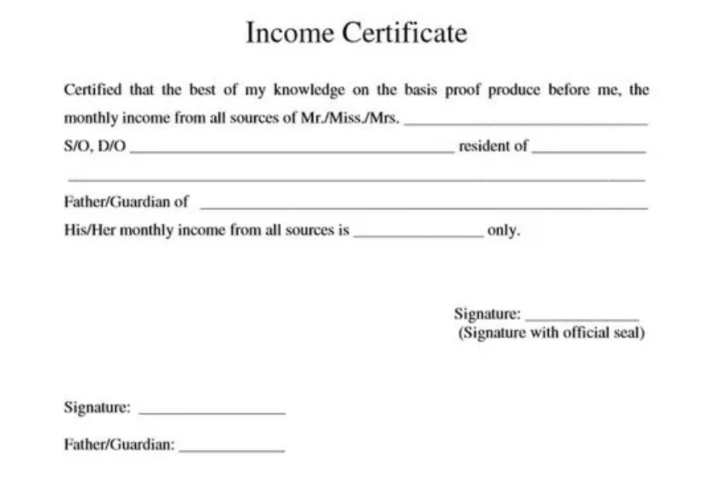 income certificate