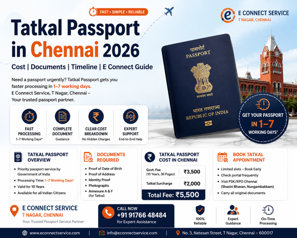 Tatkal Passport in Chennai
